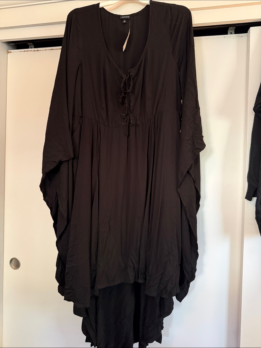 torrid Black Lace-Up V-Neck Draped Witch Dress